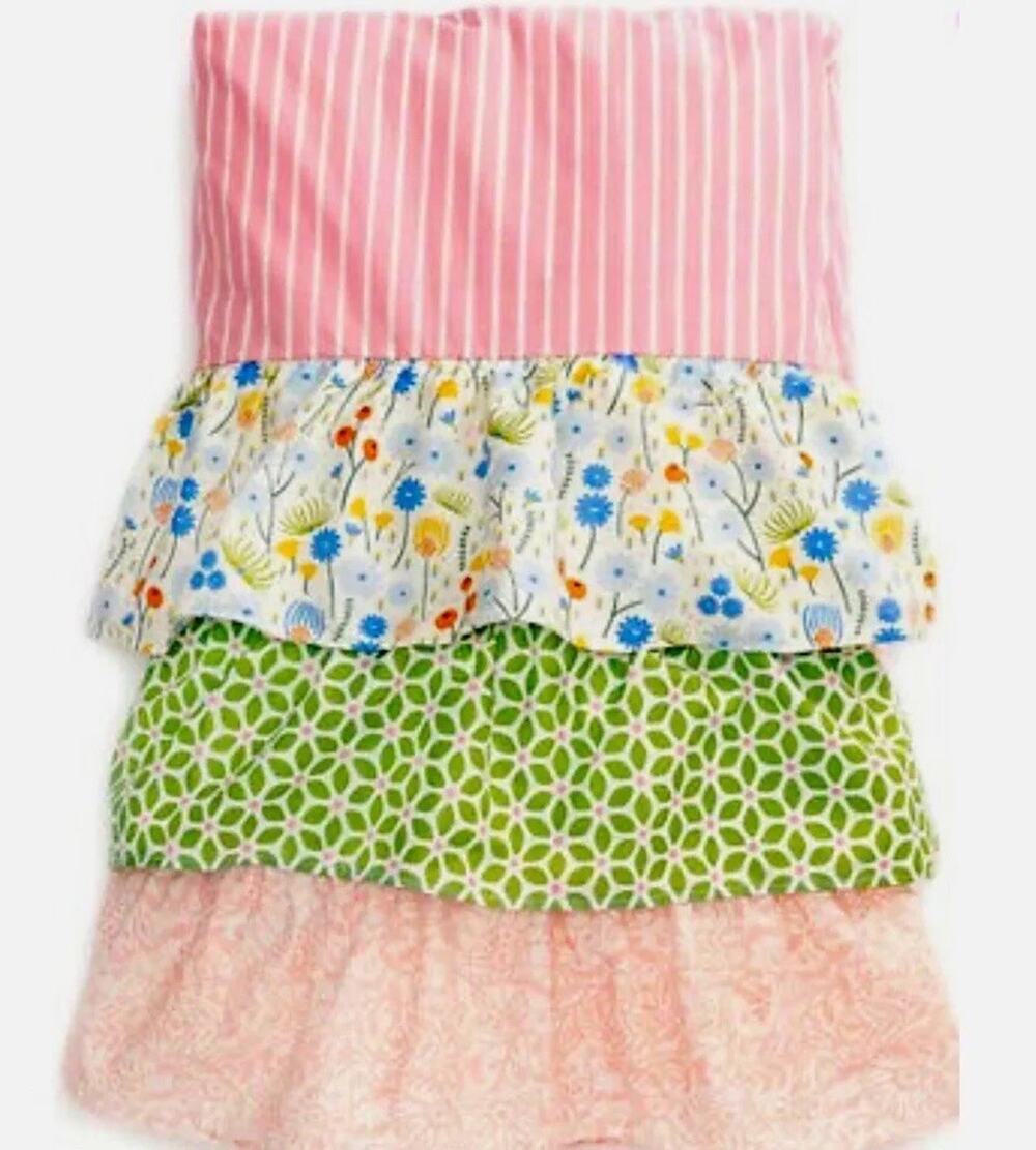 Matilda Jane Rows of Ruffles Full Size Bed Skirt Dust Ruffle Pink Green Blue